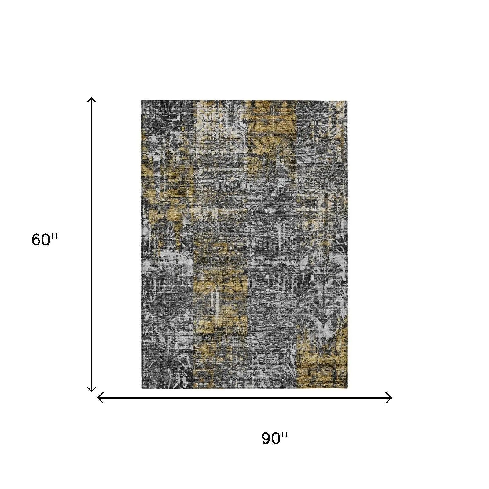 5' X 8' Black And Gray Abstract Washable Indoor Outdoor Area Rug Homeroots Outdoor