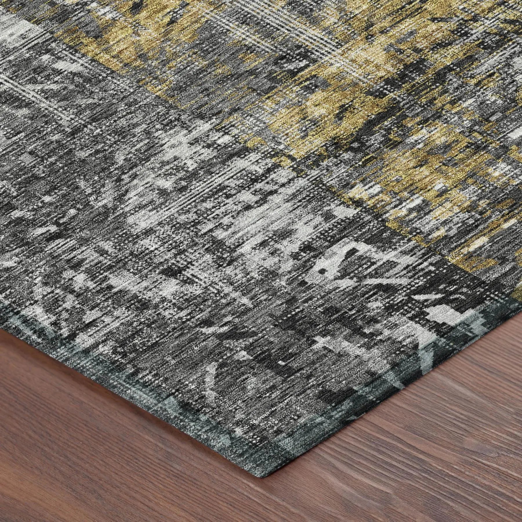 5' X 8' Black And Gray Abstract Washable Indoor Outdoor Area Rug Homeroots Outdoor