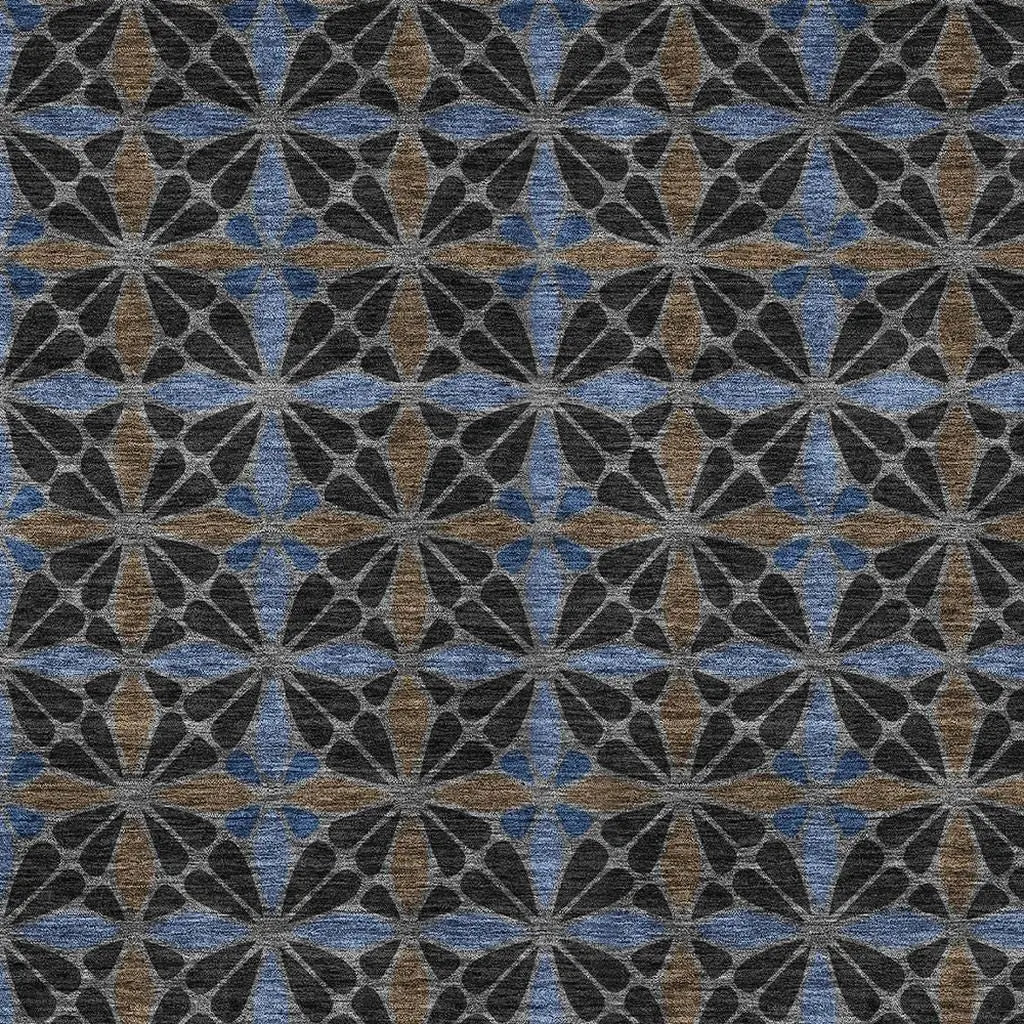 5' X 8' Black And Gray Geometric Washable Indoor Outdoor Area Rug Homeroots Outdoor
