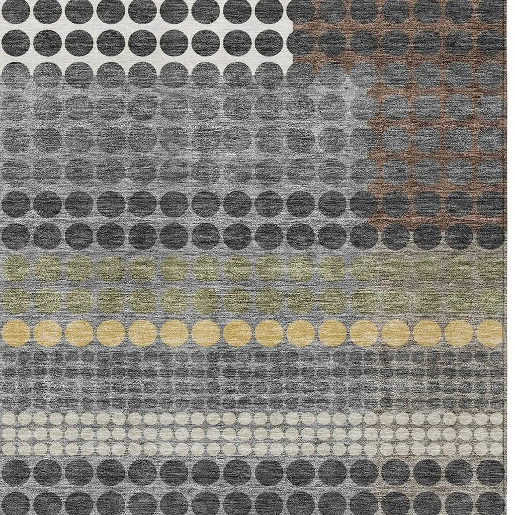 5' X 8' Black And Gray Geometric Washable Indoor Outdoor Area Rug Homeroots Outdoor