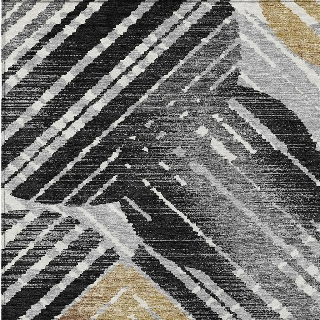 5' X 8' Black And Gray Geometric Washable Indoor Outdoor Area Rug Homeroots Outdoor