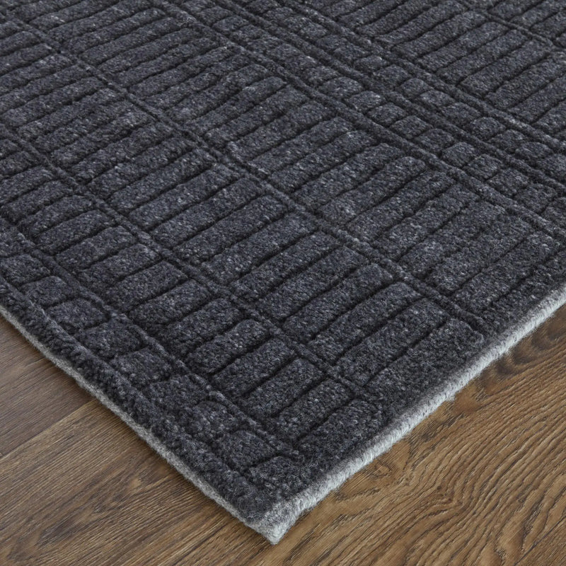 5' X 8' Black And Gray Wool Hand Knotted Area Rug Homeroots Home Decor