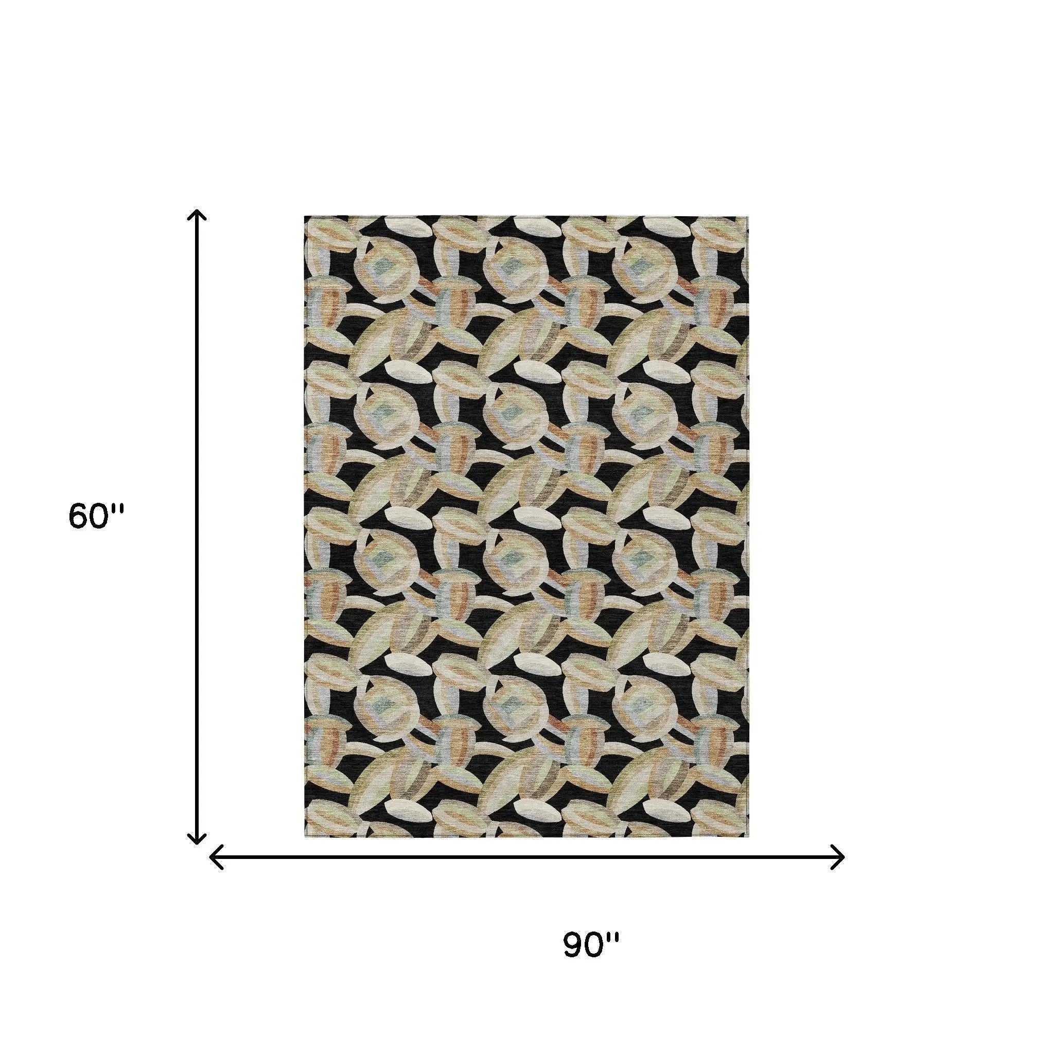 5' X 8' Black And Ivory Abstract Washable Indoor Outdoor Area Rug Homeroots Outdoor