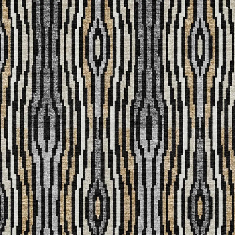 5' X 8' Black And Ivory Abstract Washable Indoor Outdoor Area Rug Homeroots Outdoor