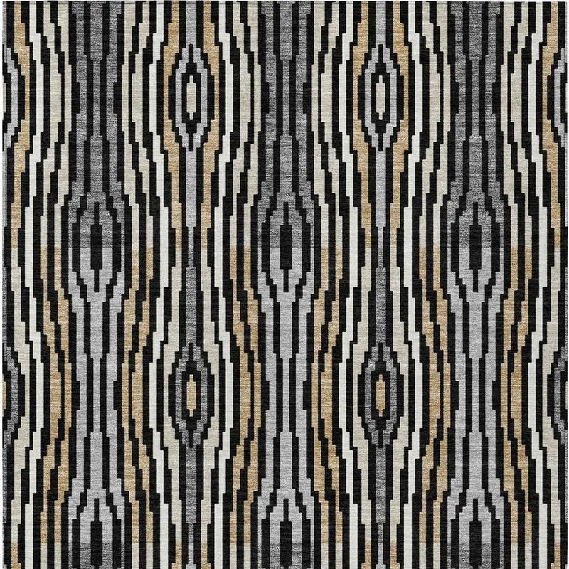 5' X 8' Black And Ivory Abstract Washable Indoor Outdoor Area Rug Homeroots Outdoor