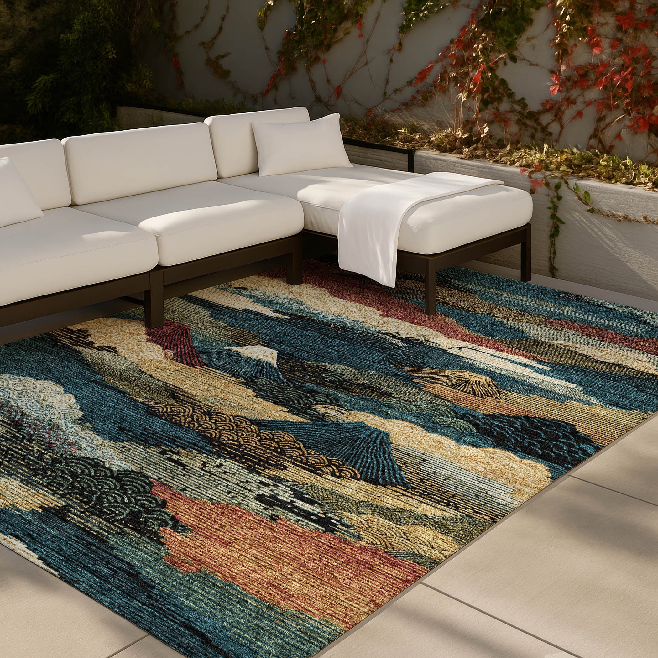 5' X 8' Black And Ivory Abstract Washable Indoor Outdoor Area Rug Homeroots Outdoor