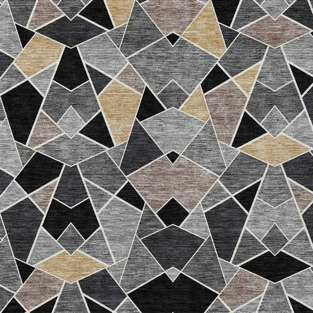 5' X 8' Black And Ivory Geometric Washable Indoor Outdoor Area Rug Homeroots Outdoor