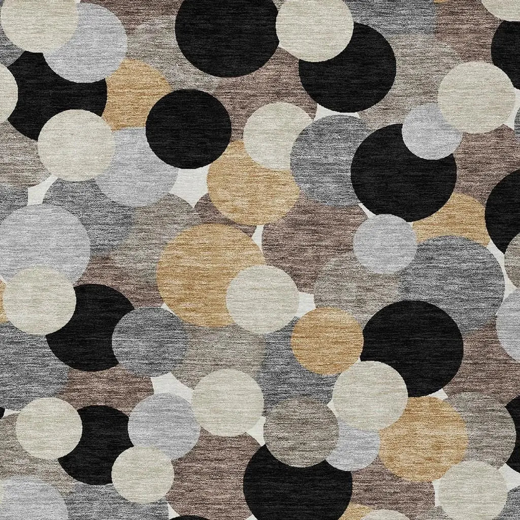 5' X 8' Black And Ivory Geometric Washable Indoor Outdoor Area Rug Homeroots Outdoor
