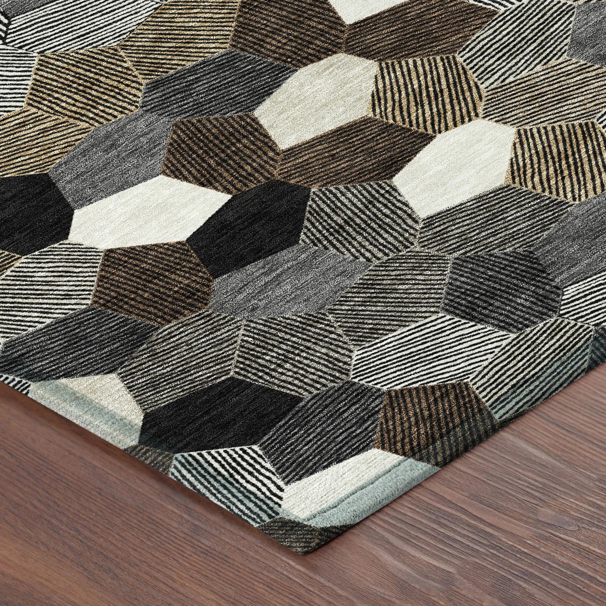 5' X 8' Black And Ivory Geometric Washable Indoor Outdoor Area Rug Homeroots Outdoor
