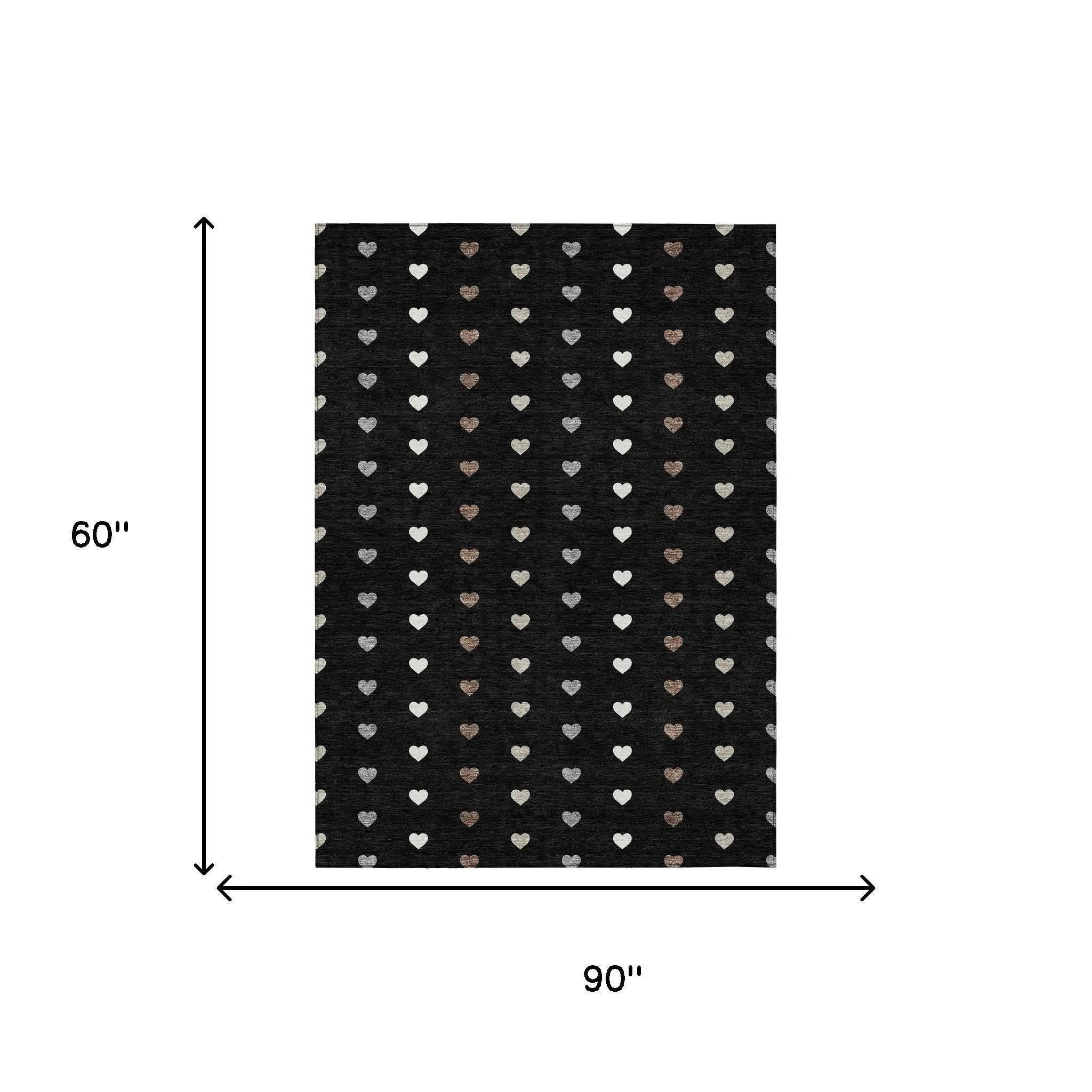 5' X 8' Black And Ivory Geometric Washable Indoor Outdoor Area Rug Homeroots Outdoor