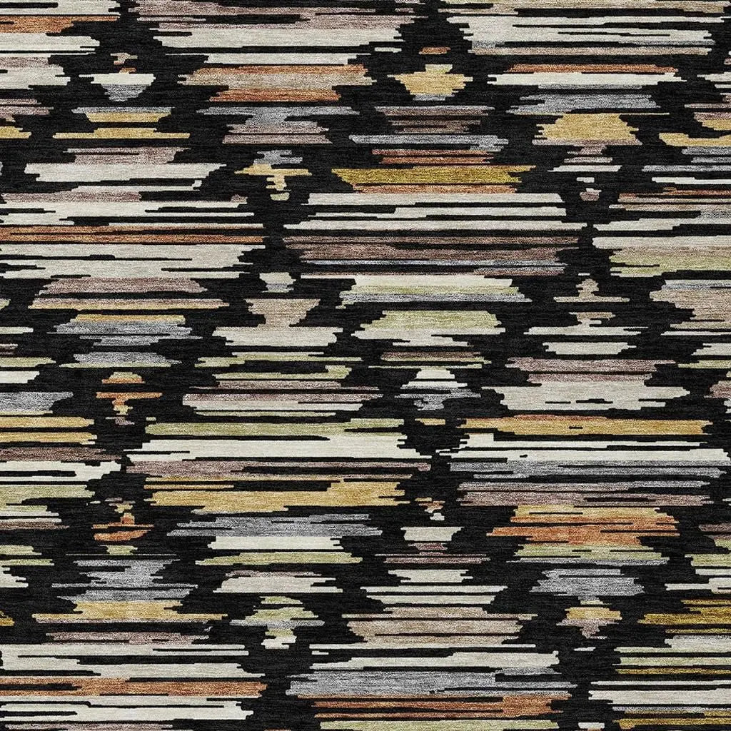 5' X 8' Black And Ivory Southwestern Washable Indoor Outdoor Area Rug Homeroots Outdoor