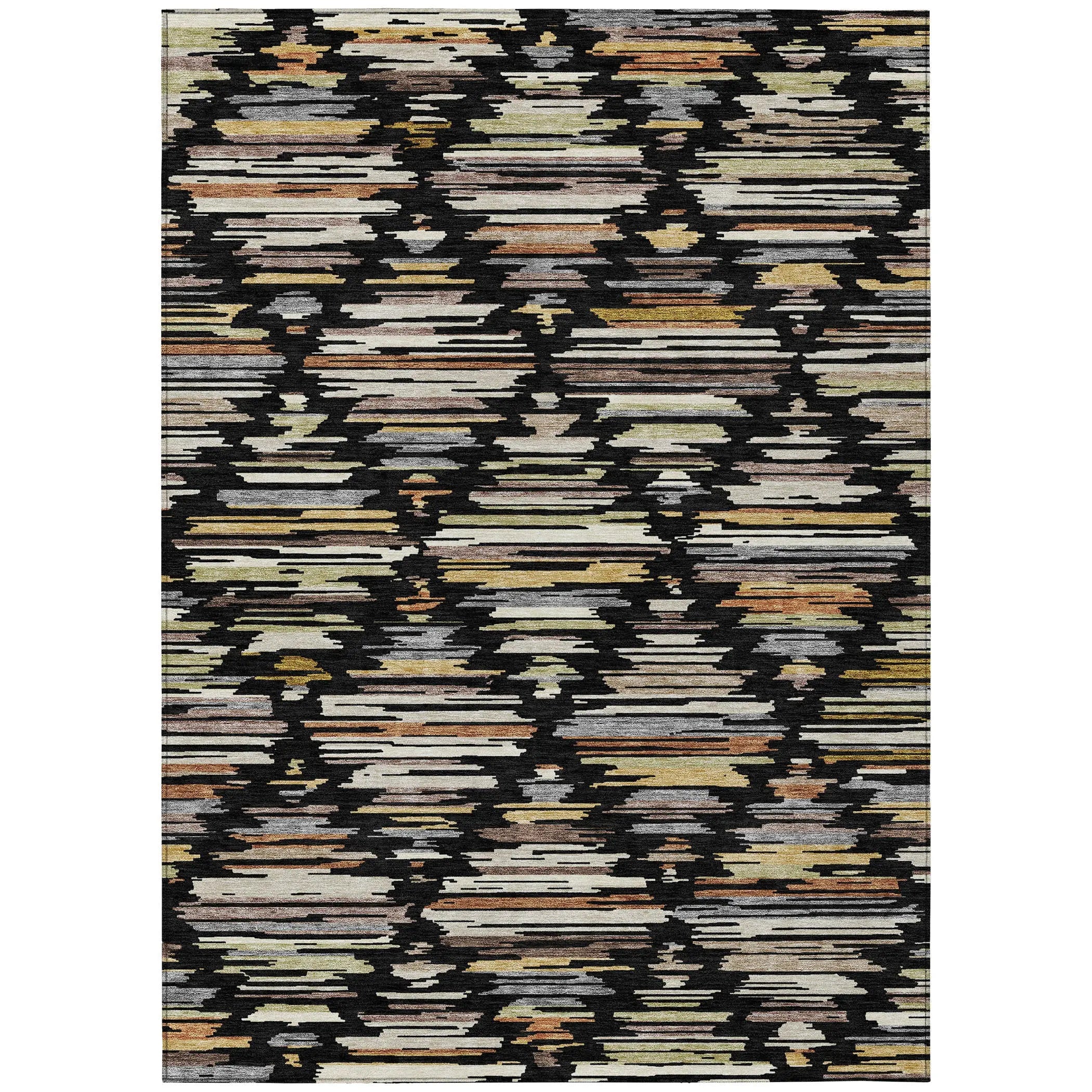 5' X 8' Black And Ivory Southwestern Washable Indoor Outdoor Area Rug Homeroots Outdoor
