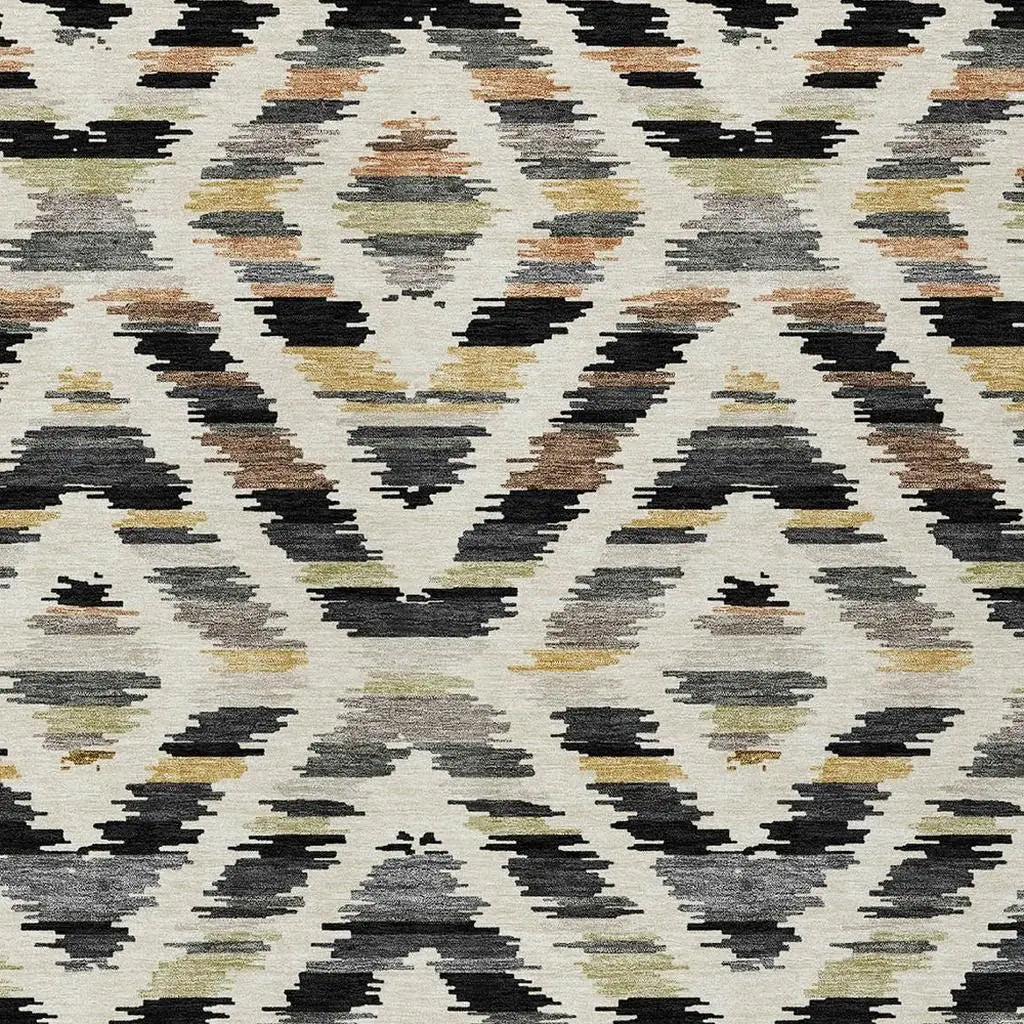 5' X 8' Black And Ivory Tribal Washable Indoor Outdoor Area Rug Homeroots Outdoor
