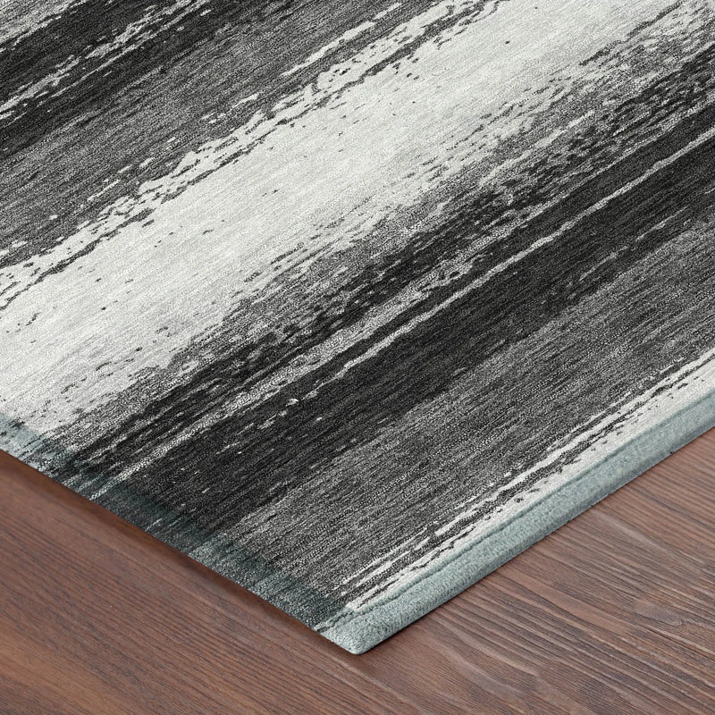 5' X 8' Black And Khaki Striped Washable Indoor Outdoor Area Rug Homeroots Outdoor