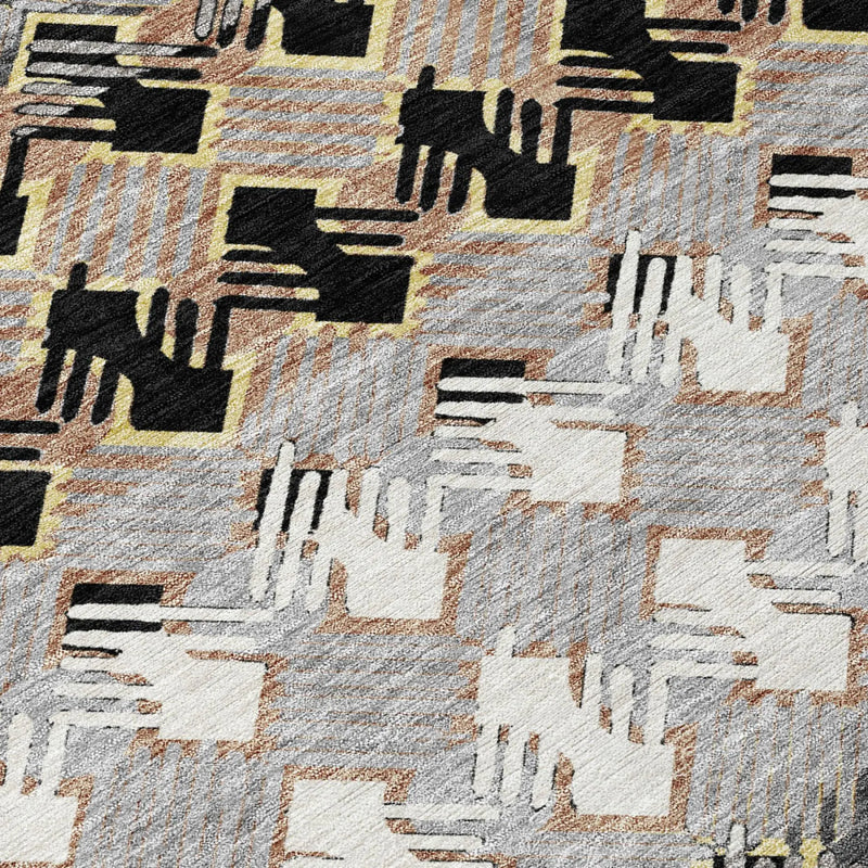 5' X 8' Black And Pewter Striped Washable Indoor Outdoor Area Rug Homeroots Outdoor