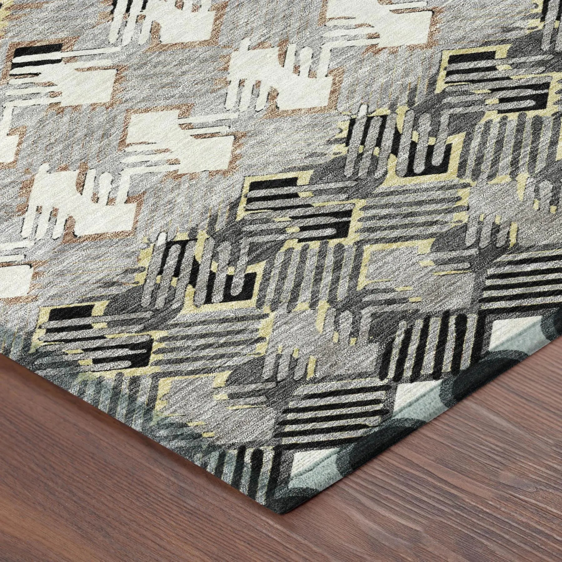 5' X 8' Black And Pewter Striped Washable Indoor Outdoor Area Rug Homeroots Outdoor