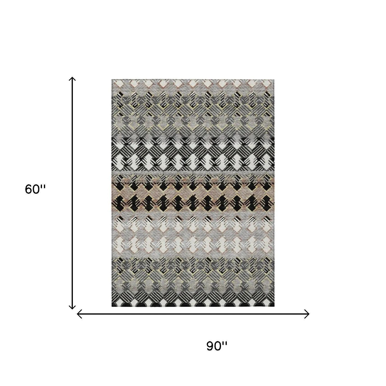 5' X 8' Black And Pewter Striped Washable Indoor Outdoor Area Rug Homeroots Outdoor