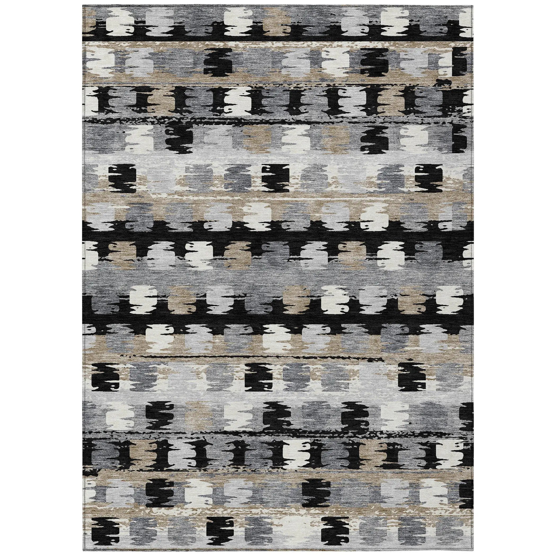 5' X 8' Black And Purple Abstract Washable Indoor Outdoor Area Rug Homeroots Outdoor
