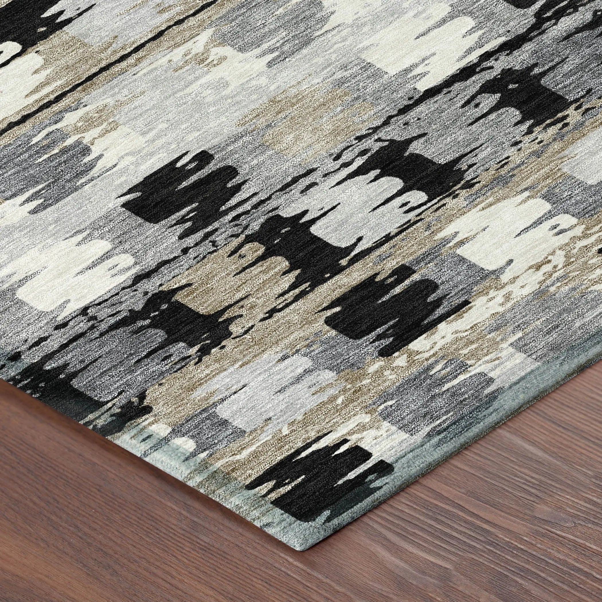 5' X 8' Black And Purple Abstract Washable Indoor Outdoor Area Rug Homeroots Outdoor