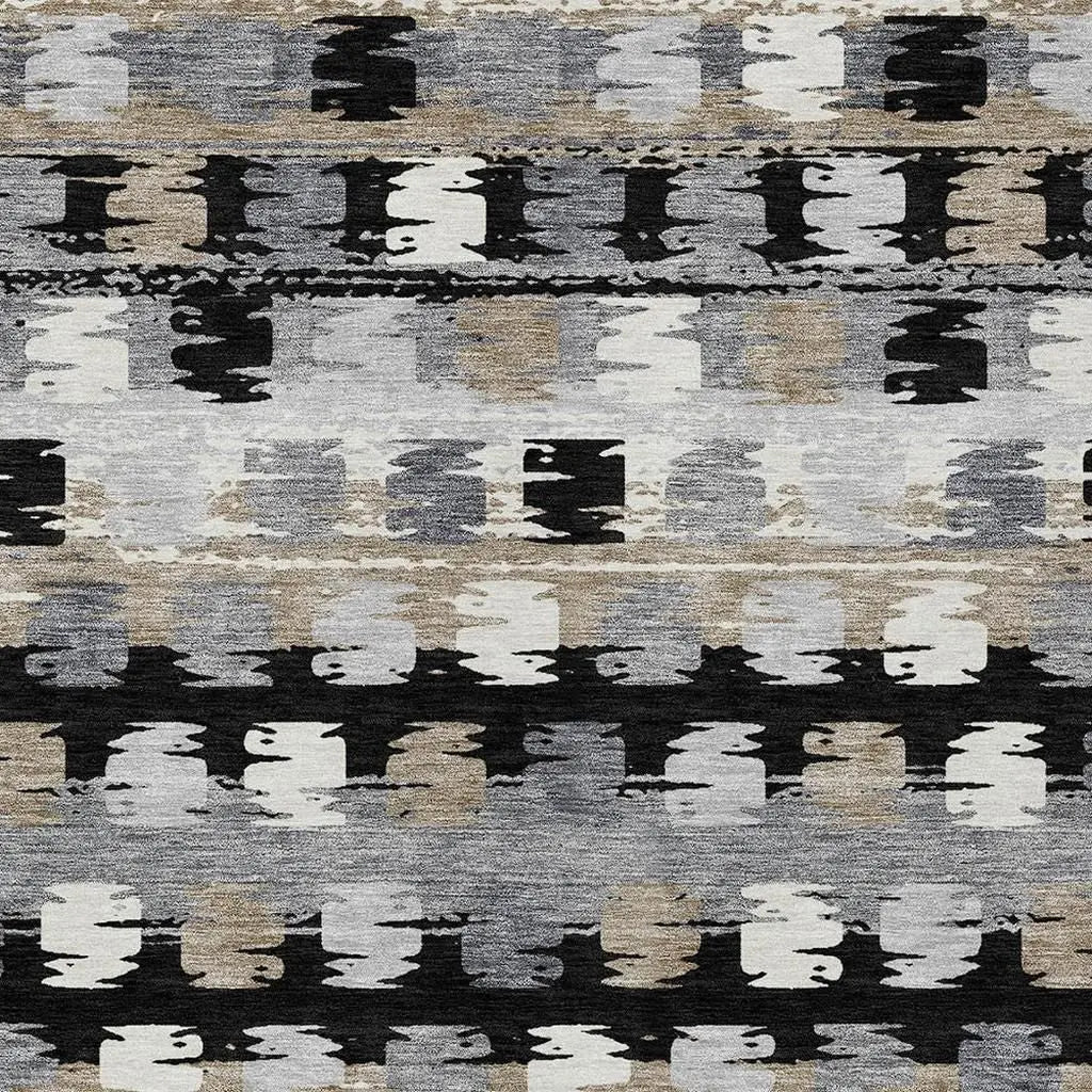 5' X 8' Black And Purple Abstract Washable Indoor Outdoor Area Rug Homeroots Outdoor