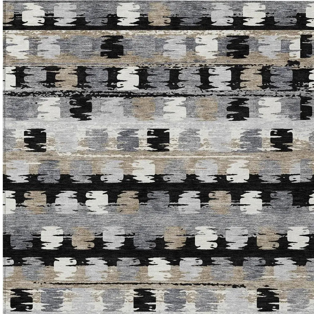 5' X 8' Black And Purple Abstract Washable Indoor Outdoor Area Rug Homeroots Outdoor