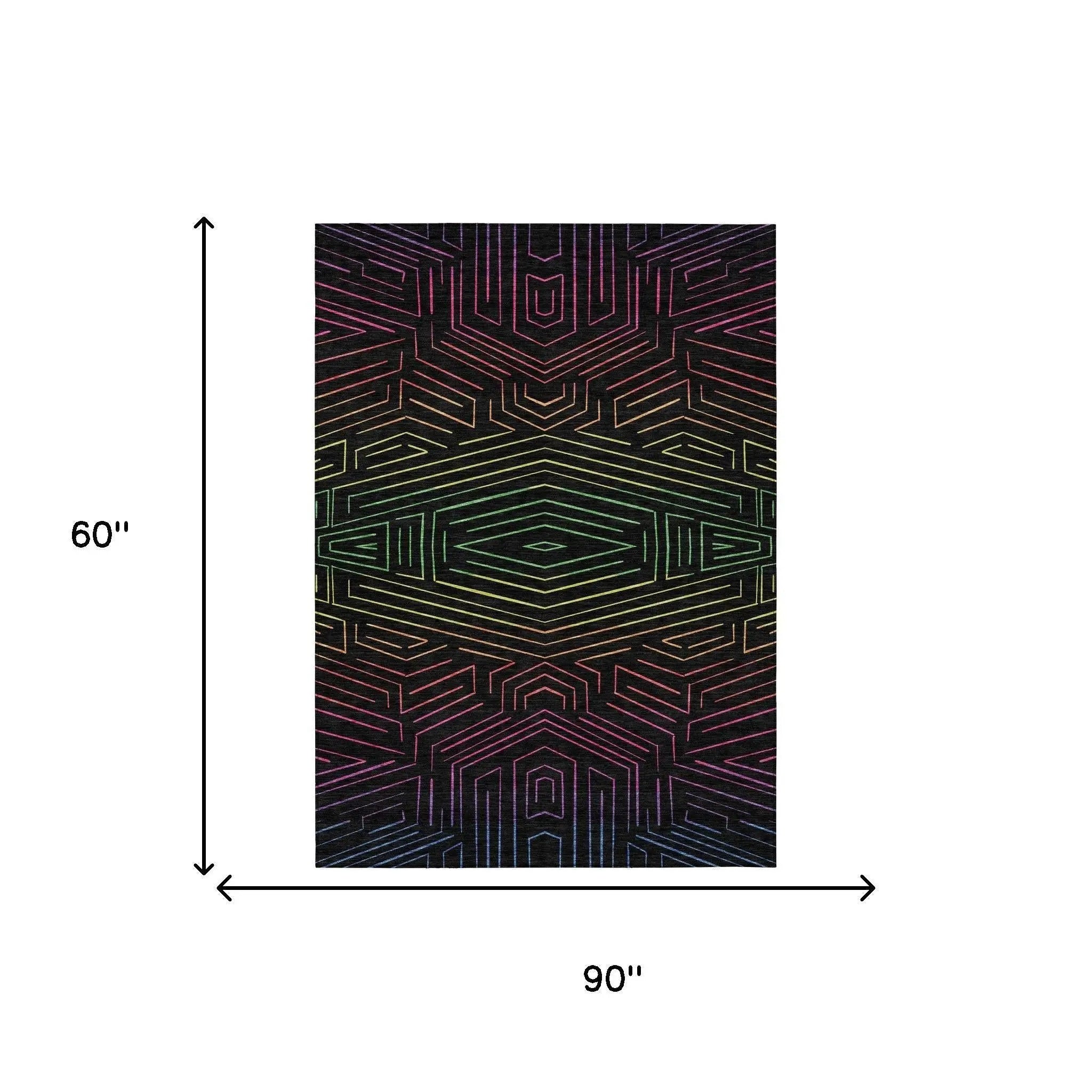 5' X 8' Black And Purple Geometric Washable Indoor Outdoor Area Rug Homeroots Outdoor