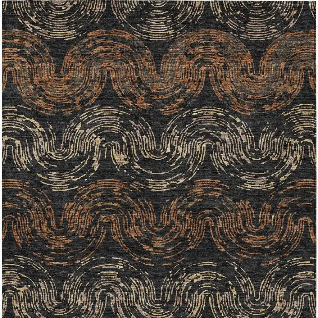 5' X 8' Black And Rust Abstract Washable Indoor Outdoor Area Rug Homeroots Outdoor