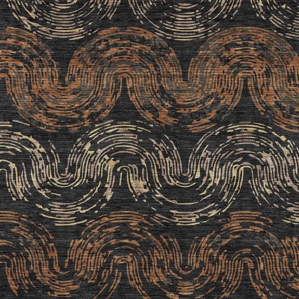 5' X 8' Black And Rust Abstract Washable Indoor Outdoor Area Rug Homeroots Outdoor