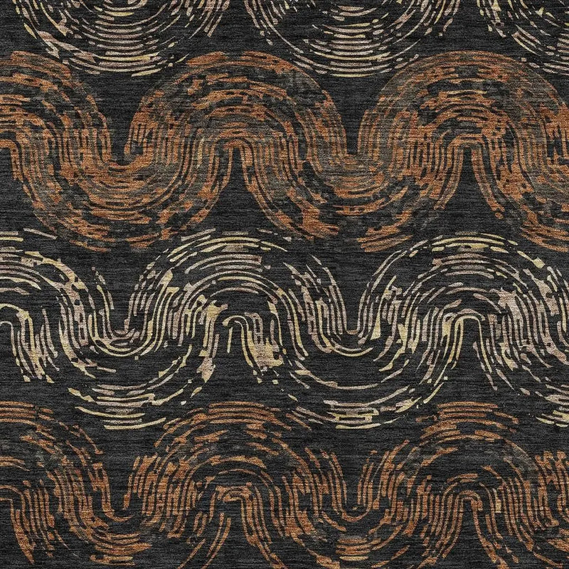 5' X 8' Black And Rust Abstract Washable Indoor Outdoor Area Rug Homeroots Outdoor