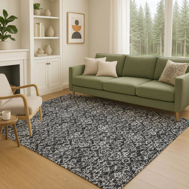 5' X 8' Black And Saffron Oriental Washable Indoor Outdoor Area Rug Homeroots Outdoor