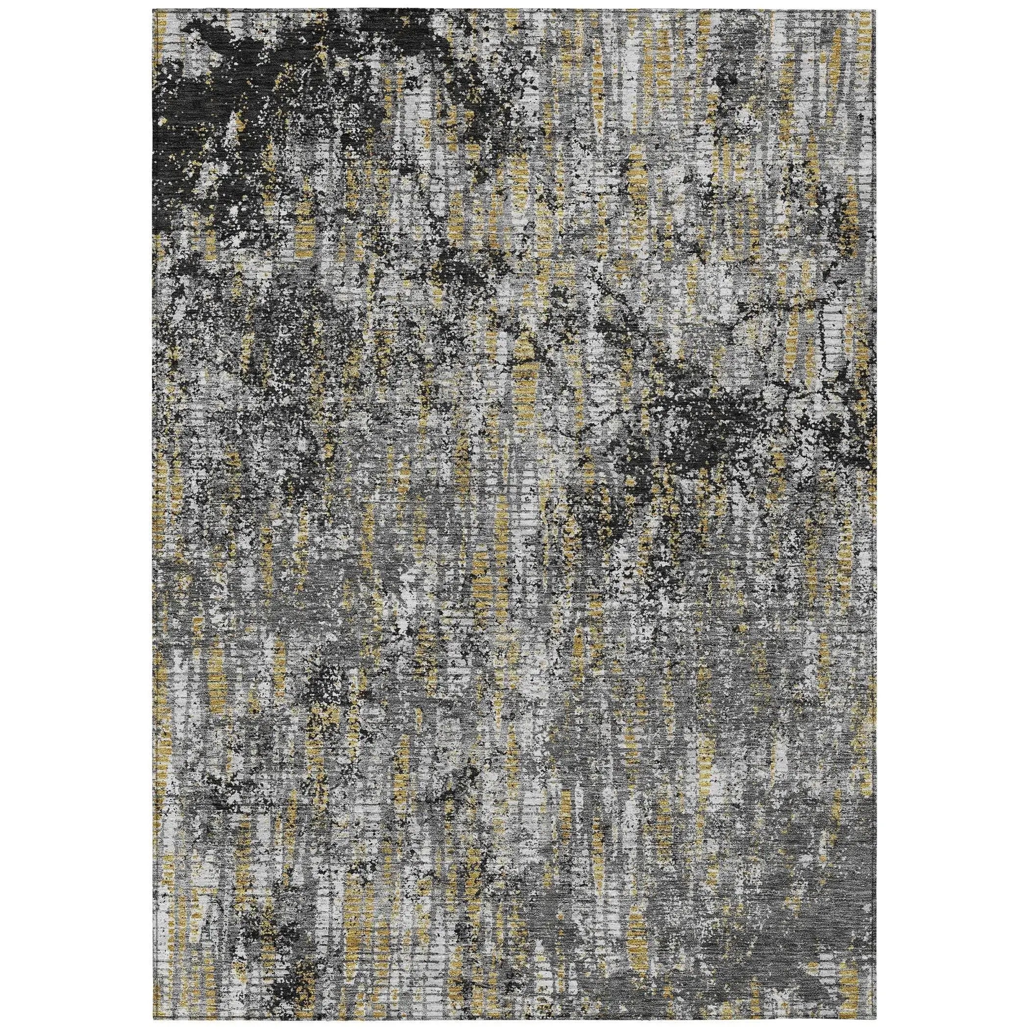 5' X 8' Black And Taupe Abstract Washable Indoor Outdoor Area Rug Homeroots Outdoor