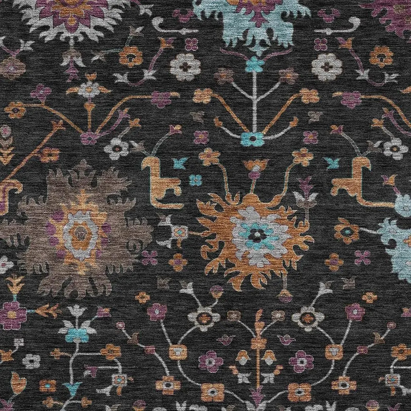 5' X 8' Black And Teal Blue Faux Bois Washable Indoor Outdoor Area Rug Homeroots Outdoor