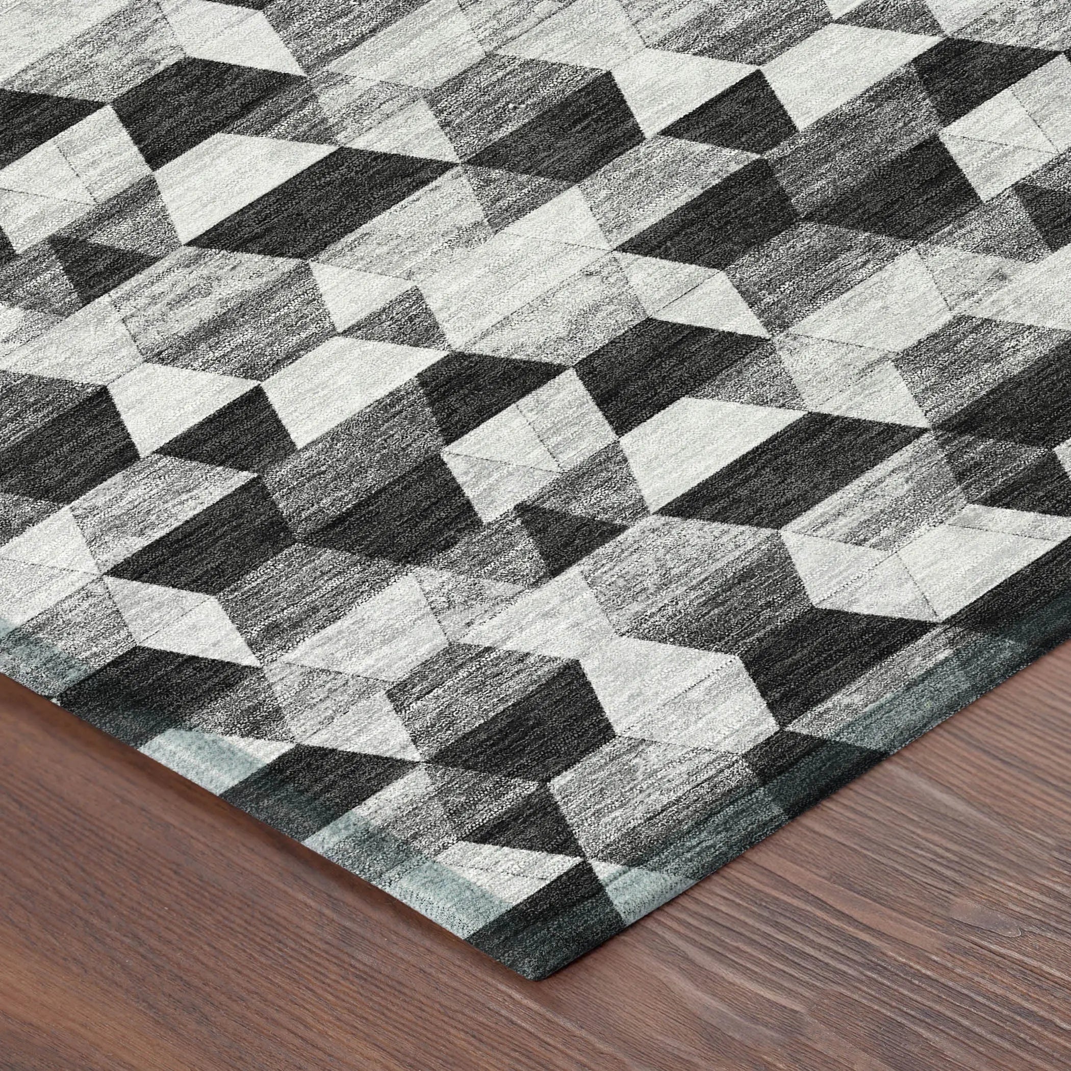 5' X 8' Black And Wheat Geometric Washable Indoor Outdoor Area Rug Homeroots Outdoor