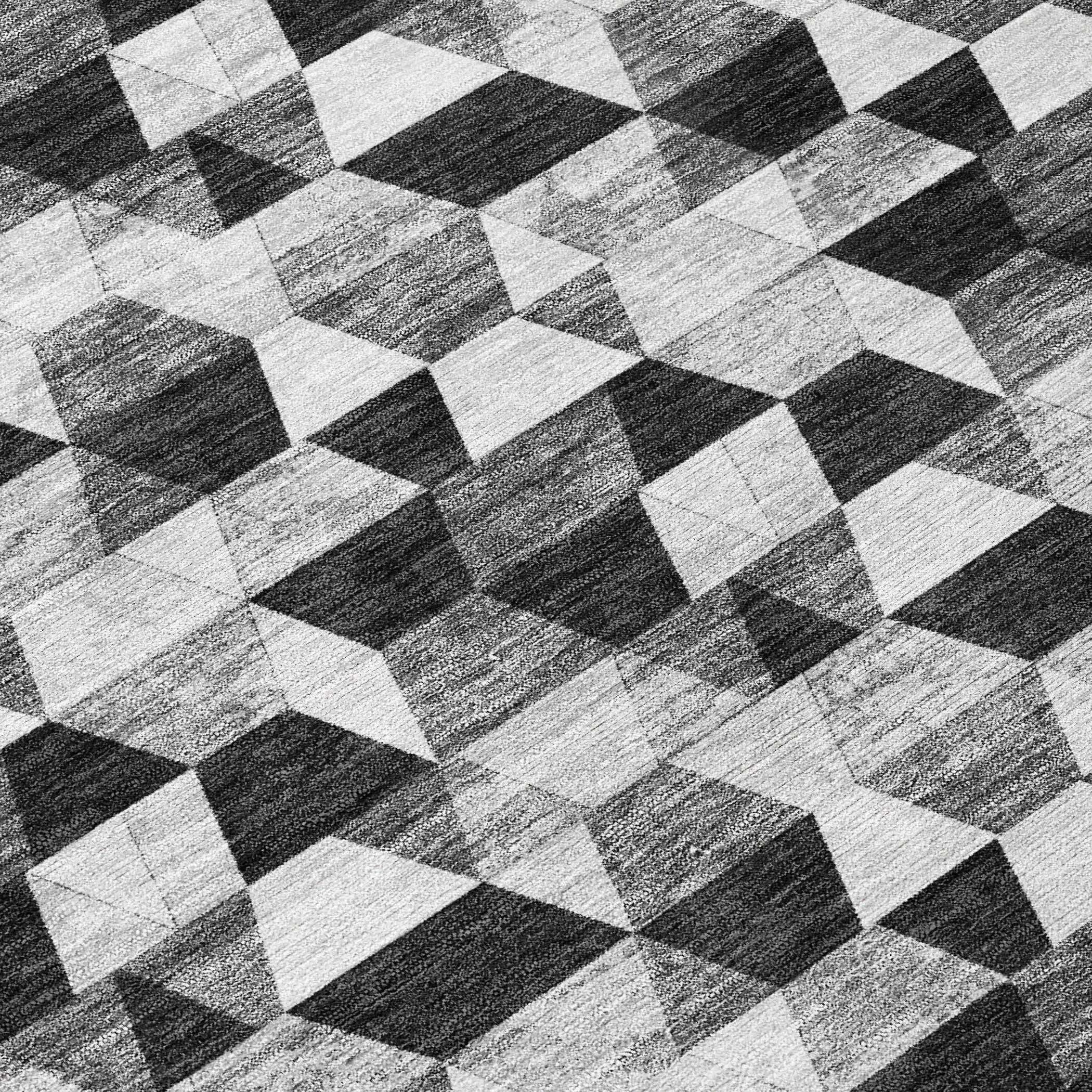 5' X 8' Black And Wheat Geometric Washable Indoor Outdoor Area Rug Homeroots Outdoor