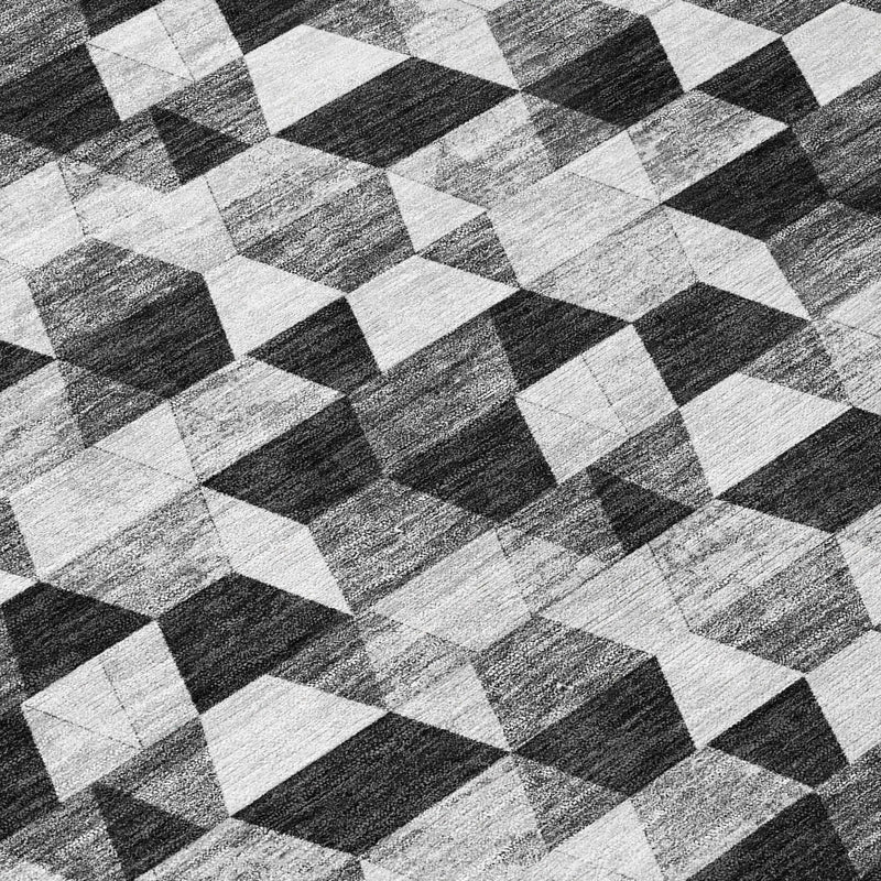 5' X 8' Black And Wheat Geometric Washable Indoor Outdoor Area Rug Homeroots Outdoor