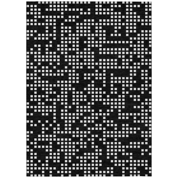 5' X 8' Black And White Abstract Washable Indoor Outdoor Area Rug Homeroots Outdoor
