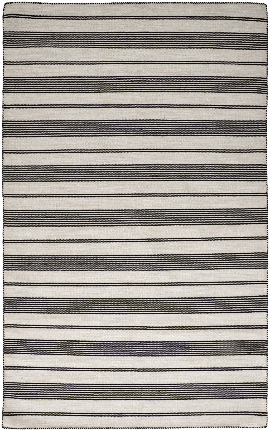 5' X 8' Black And White Striped Dhurrie Hand Woven Stain Resistant Area Rug Homeroots Outdoor