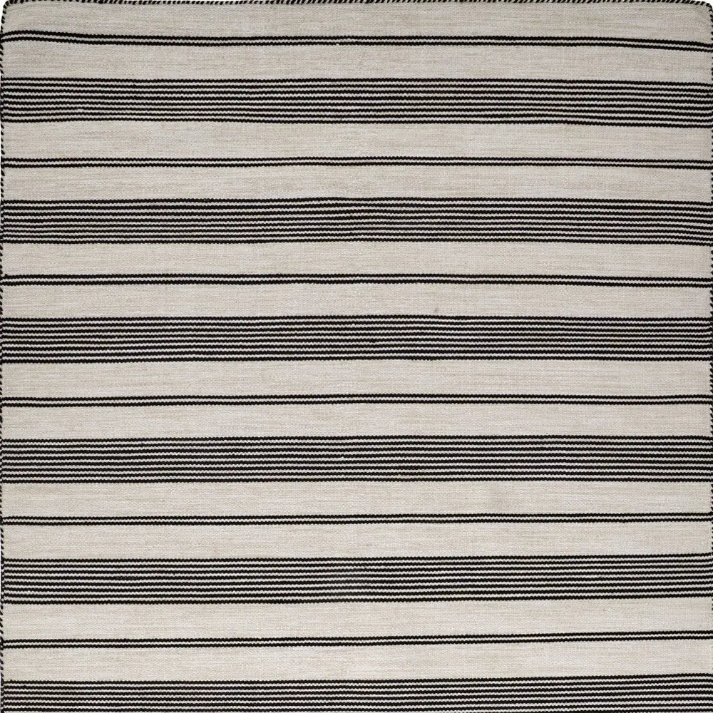 5' X 8' Black And White Striped Dhurrie Hand Woven Stain Resistant Area Rug Homeroots Outdoor