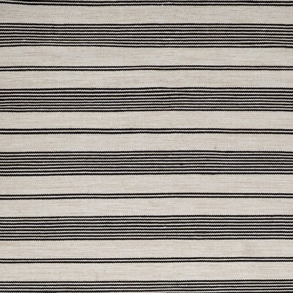 5' X 8' Black And White Striped Dhurrie Hand Woven Stain Resistant Area Rug Homeroots Outdoor