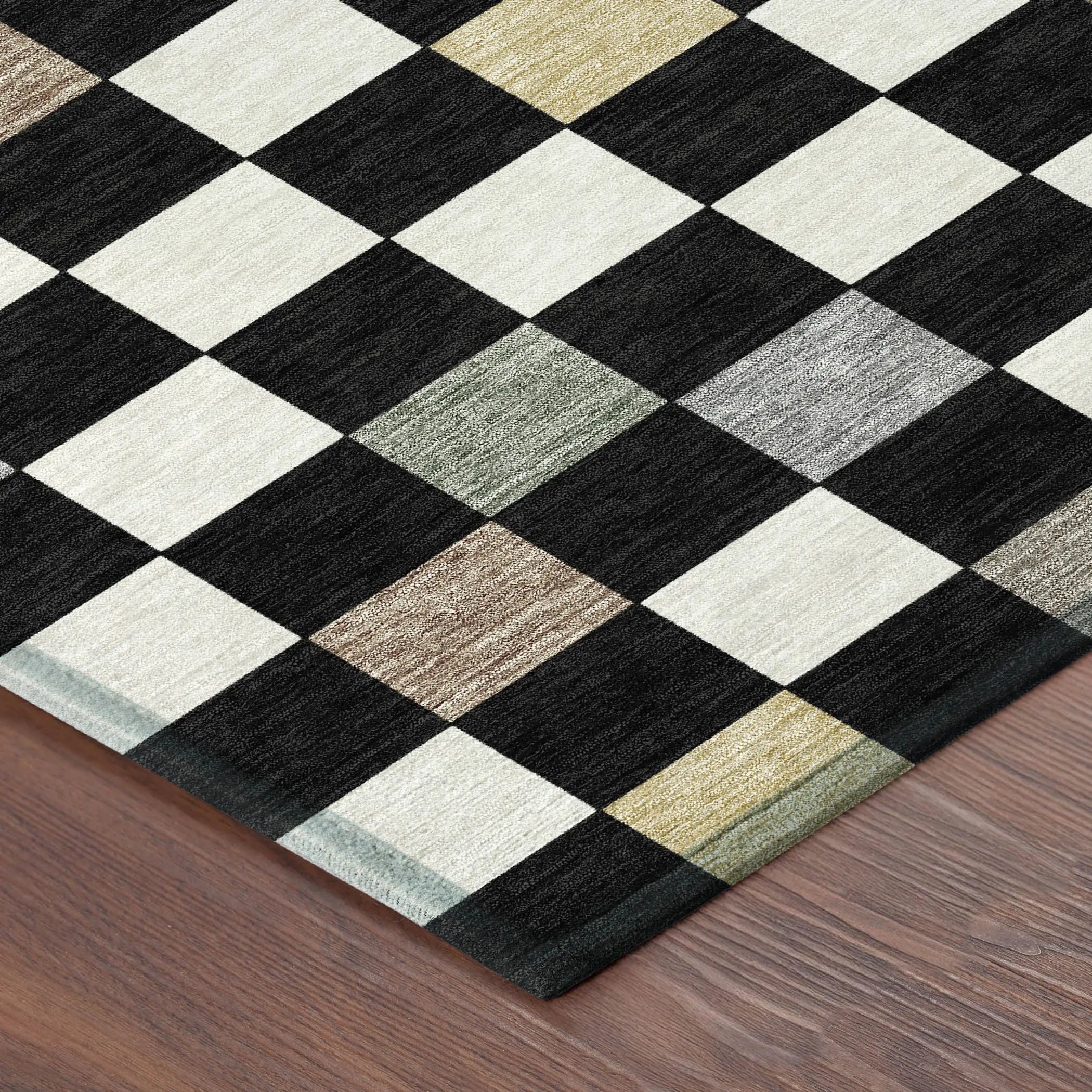 5' X 8' Black And Yellow Geometric Washable Indoor Outdoor Area Rug Homeroots Outdoor