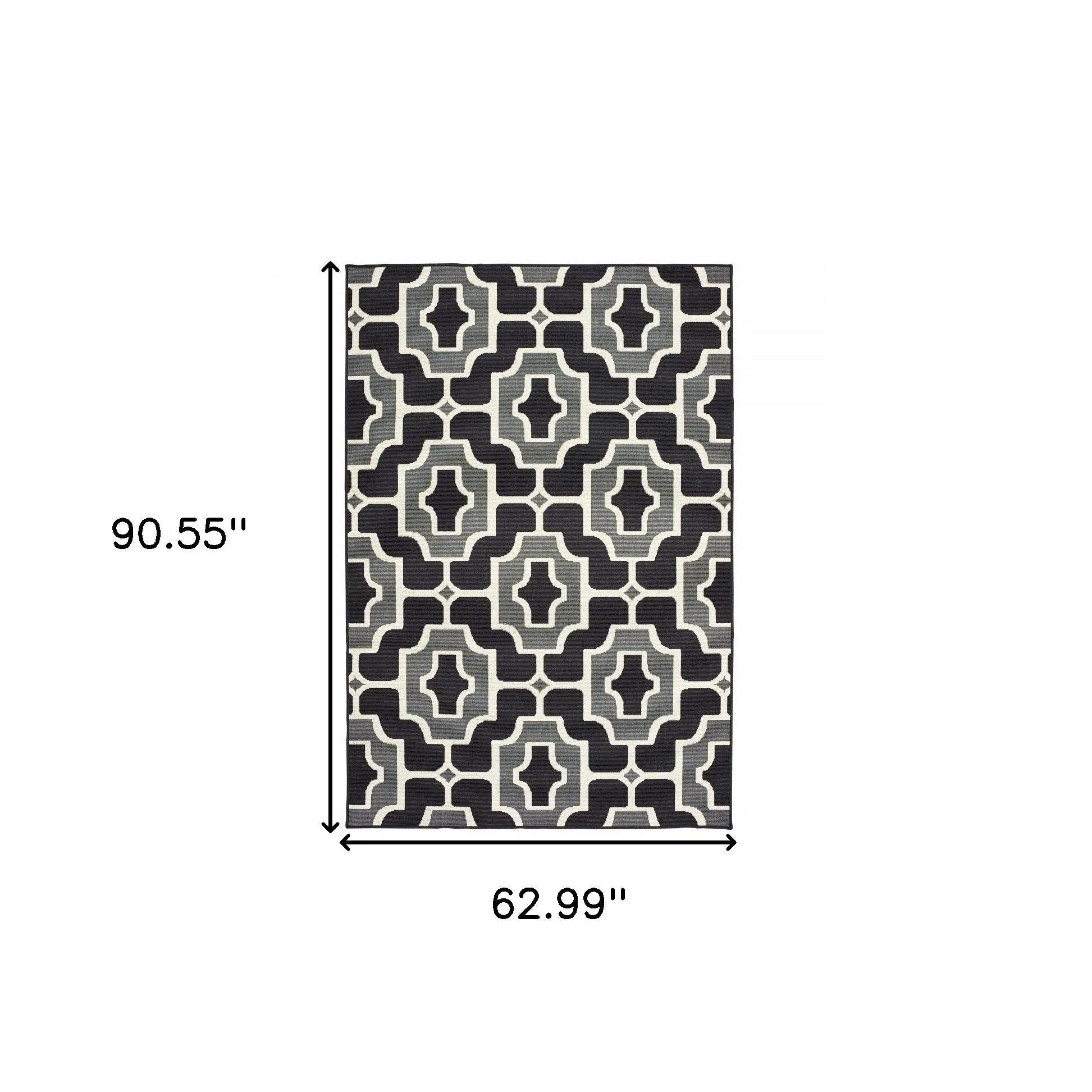 5' X 8' Black and Gray Geometric Stain Resistant Indoor Outdoor Area Rug Homeroots Outdoor