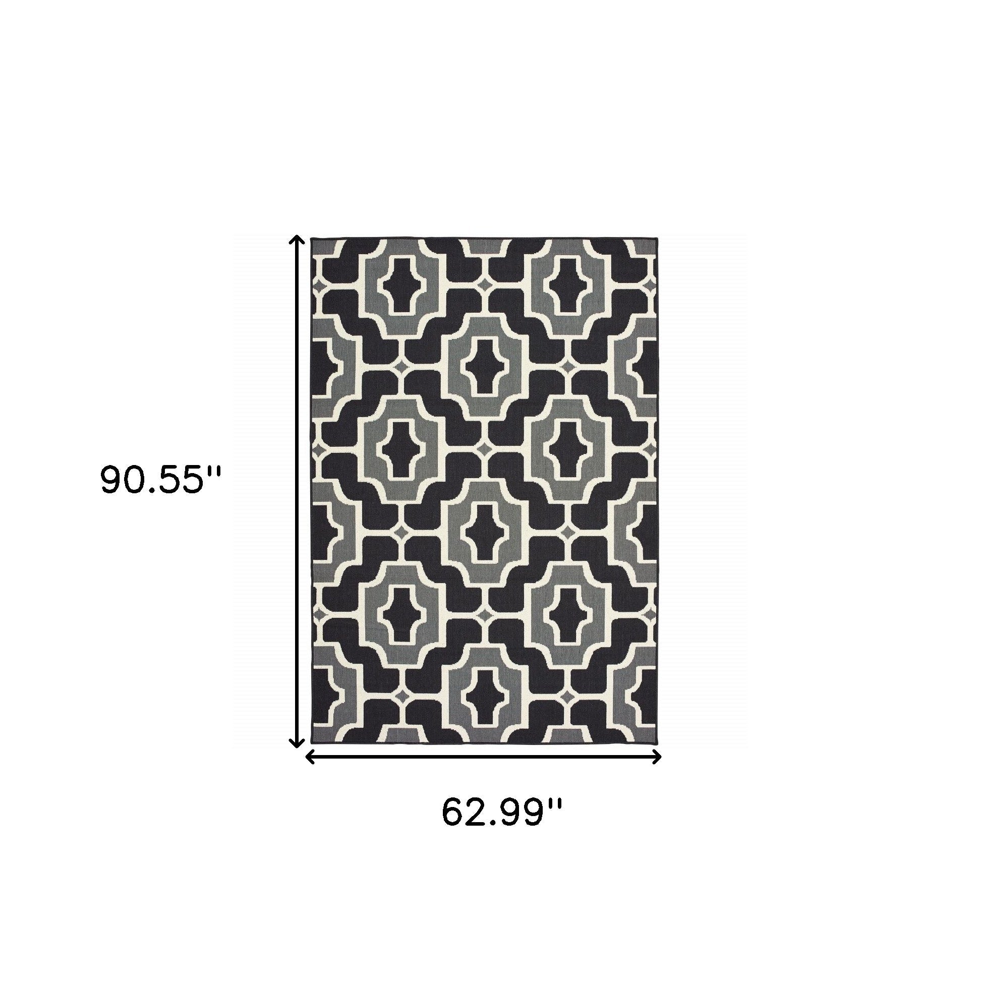 5' X 8' Black and Gray Geometric Stain Resistant Indoor Outdoor Area Rug Homeroots Outdoor