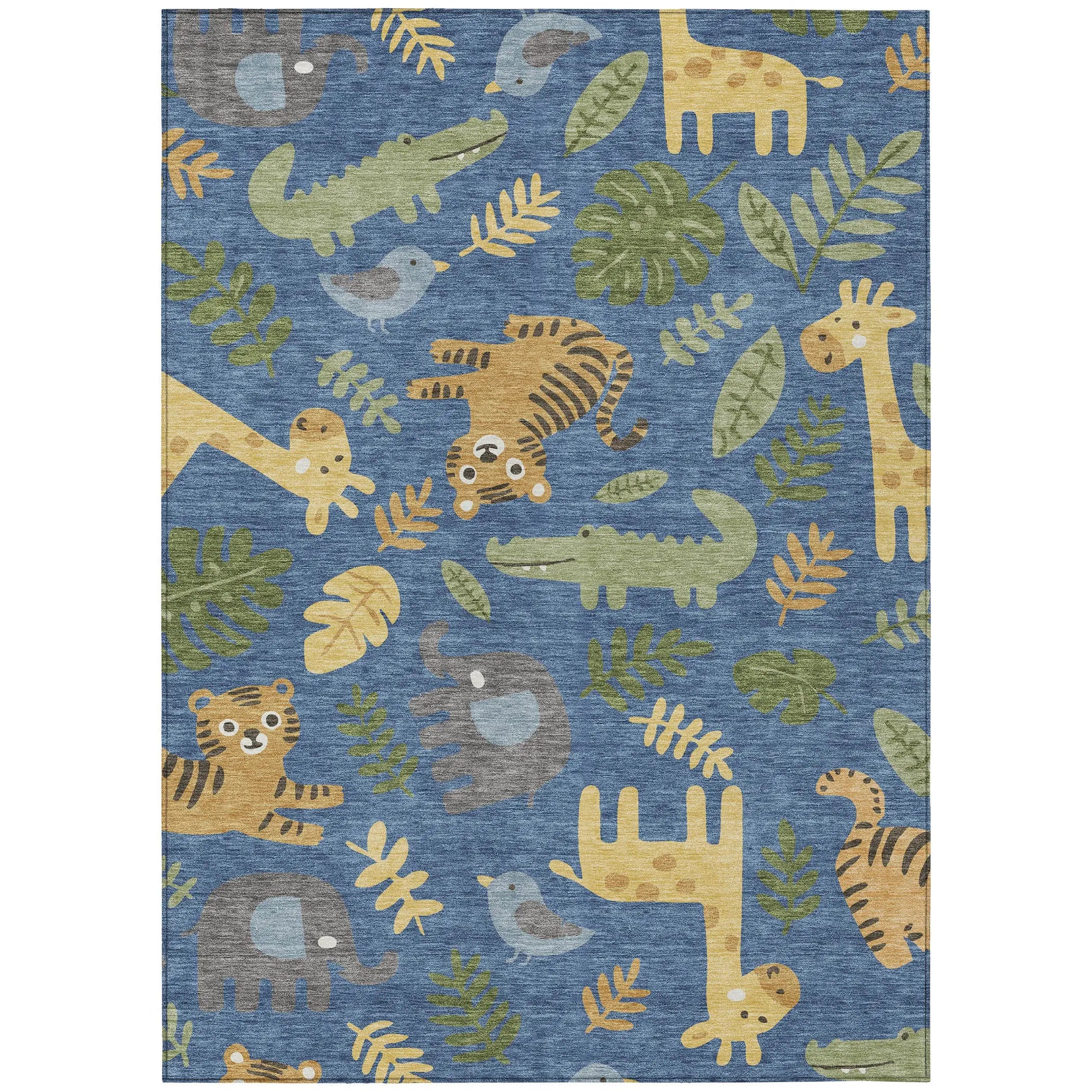 5' X 8' Blue And Beige Abstract Washable Indoor Outdoor Area Rug Homeroots Outdoor