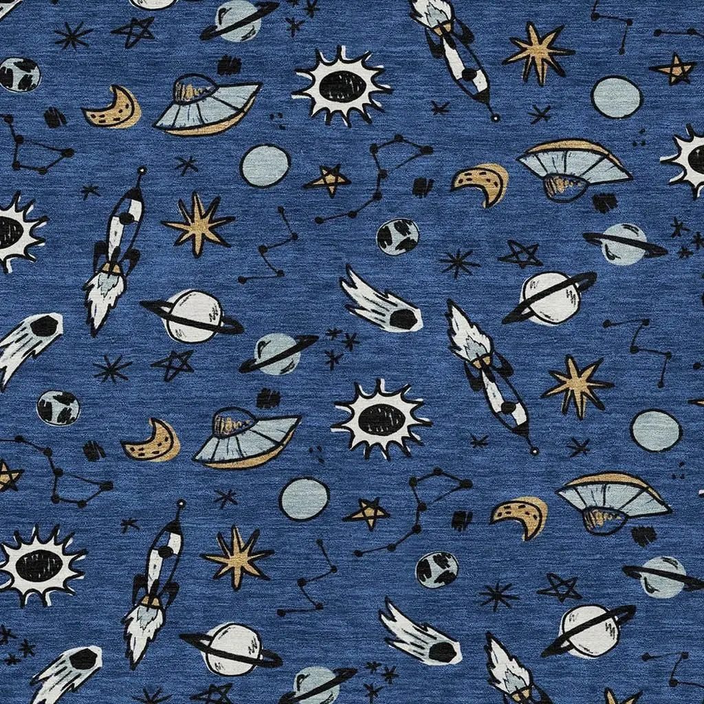 5' X 8' Blue And Black Animal Print Washable Indoor Outdoor Area Rug Homeroots Outdoor