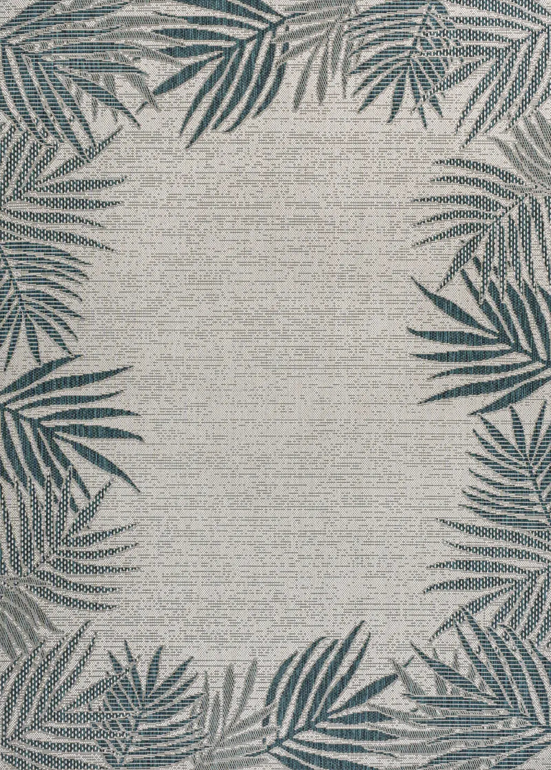 5' X 8' Blue And Cream Floral Indoor Outdoor Area Rug - GreatEagleInc