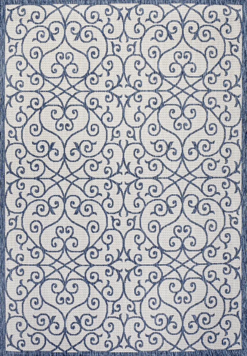 5' X 8' Blue And Cream Geometric Indoor Outdoor Area Rug Homeroots Outdoor