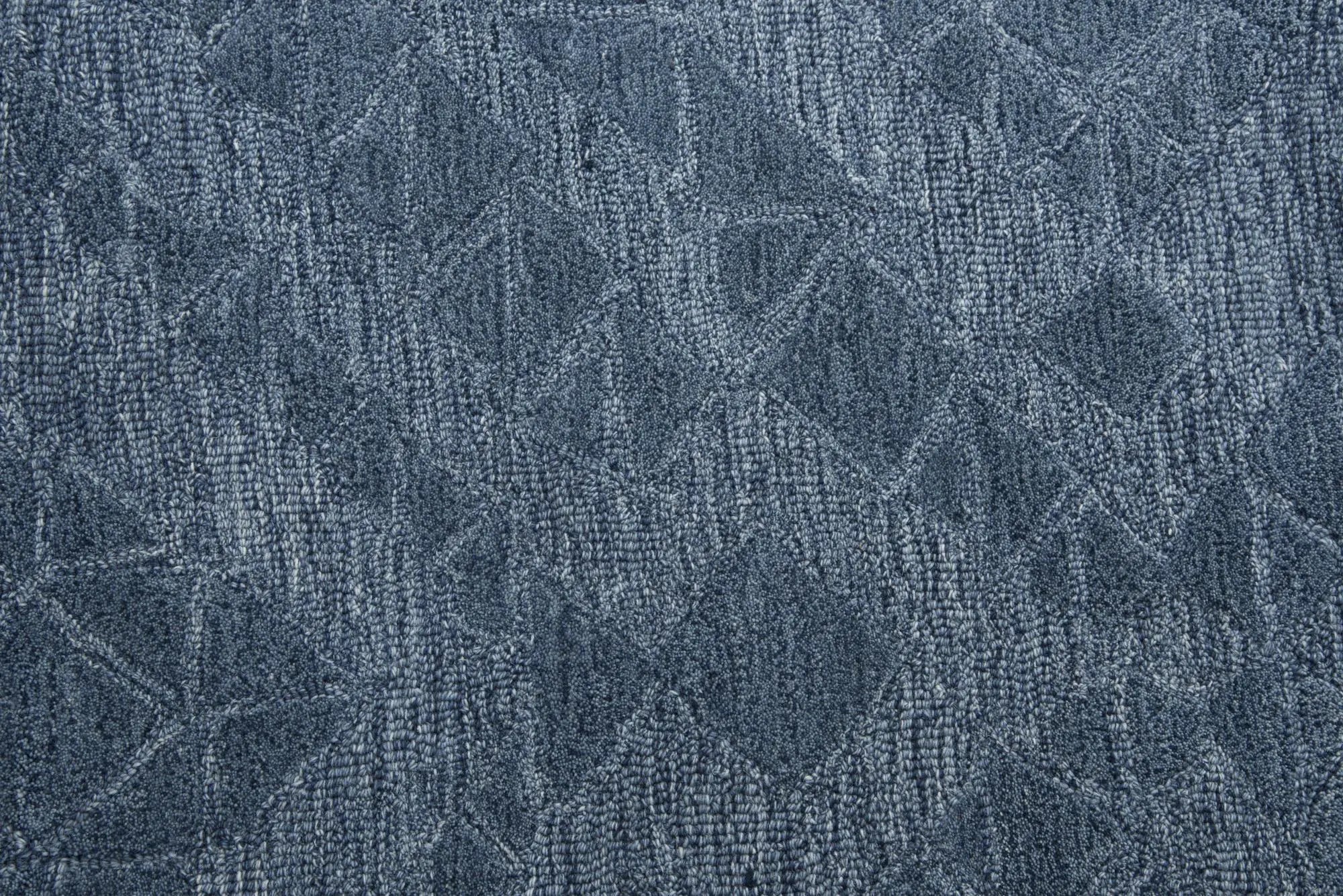 5' X 8' Blue And Dark Blue Wool Geometric Hand Tufted Area Rug Homeroots Home Decor