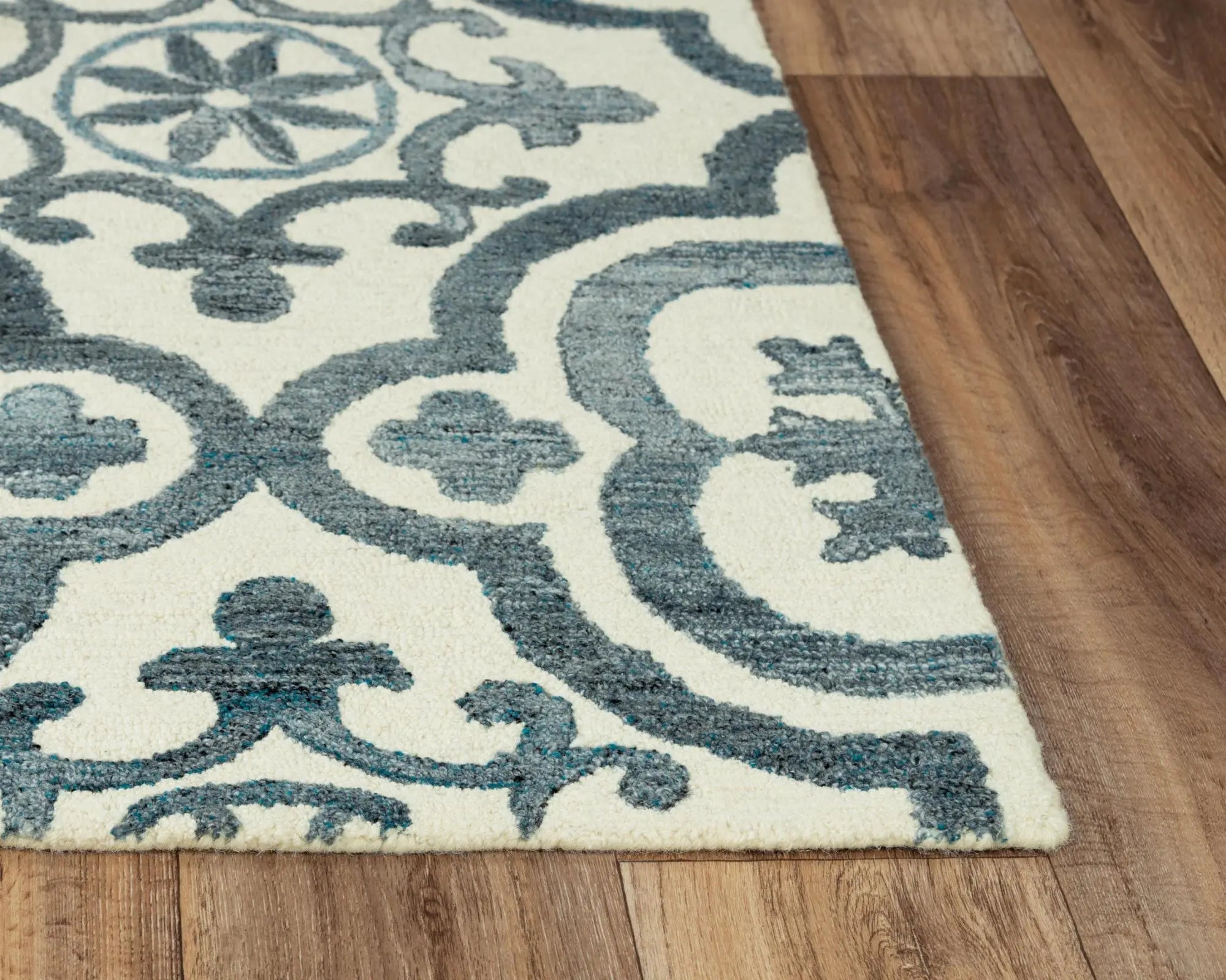 5' X 8' Blue And Dark Blue Wool Moroccan Hand Tufted Area Rug Homeroots Home Decor