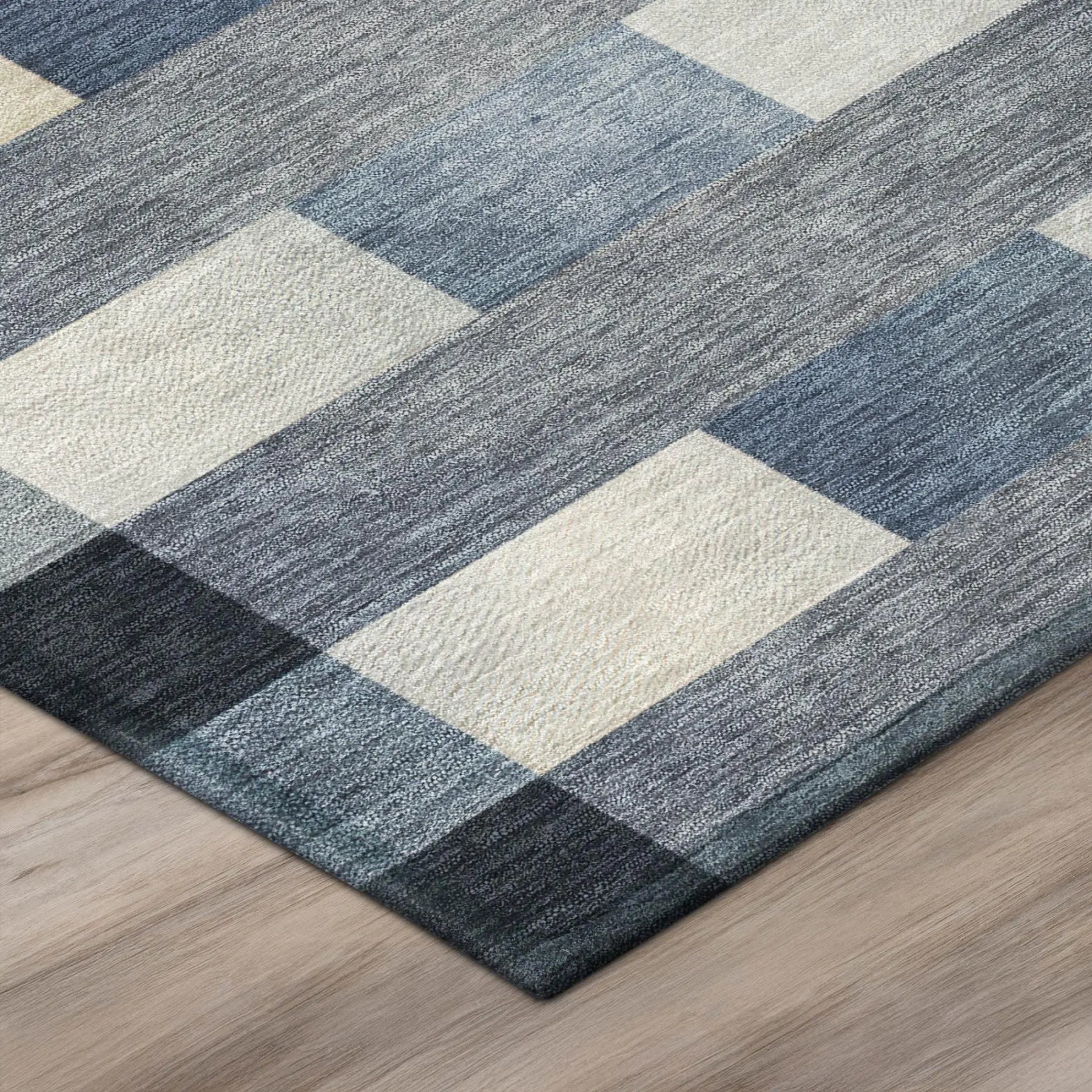 5' X 8' Blue And Graphite Striped Washable Indoor Outdoor Area Rug Homeroots Outdoor
