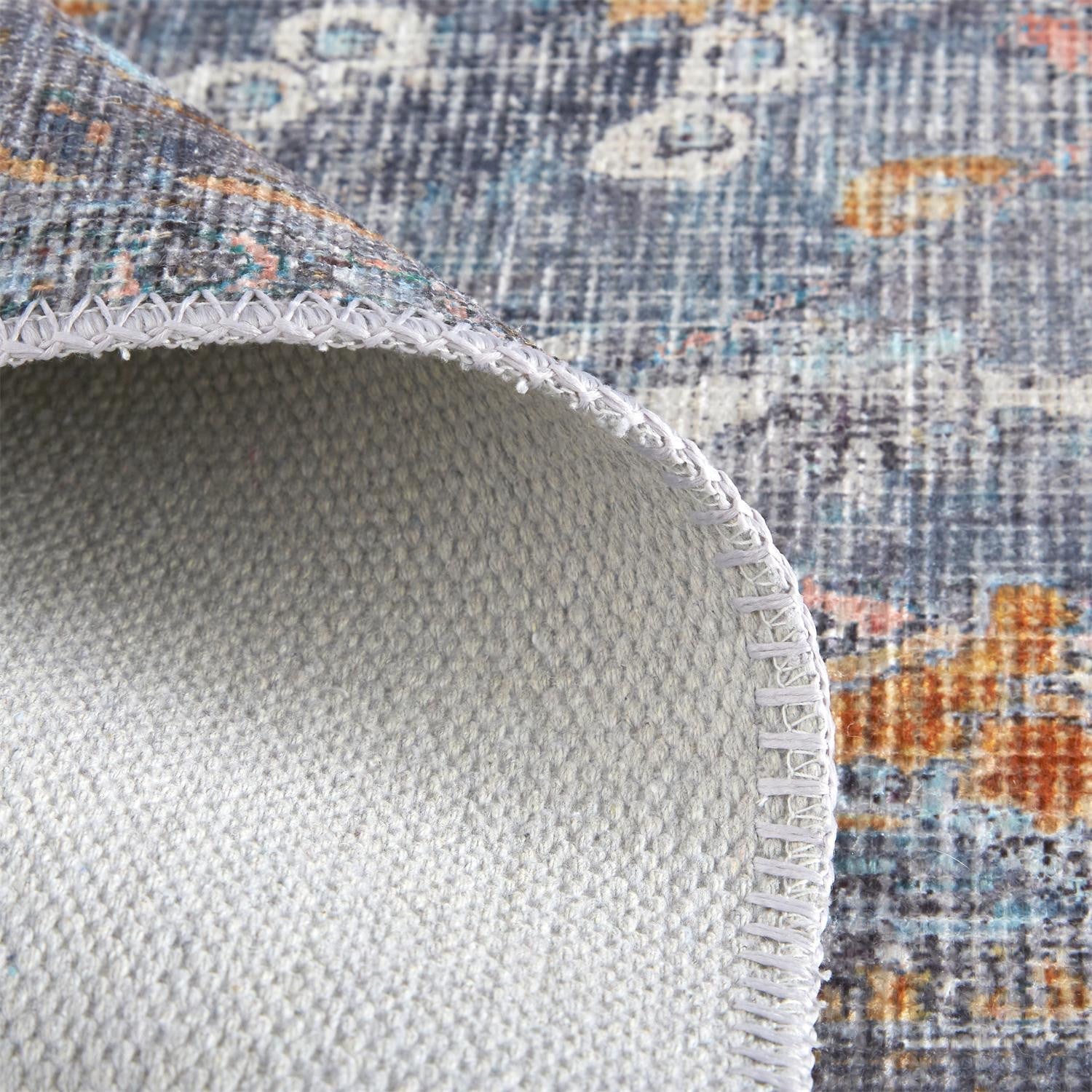 5' X 8' Blue And Gray Floral Medallion Area Rug Homeroots Home Decor